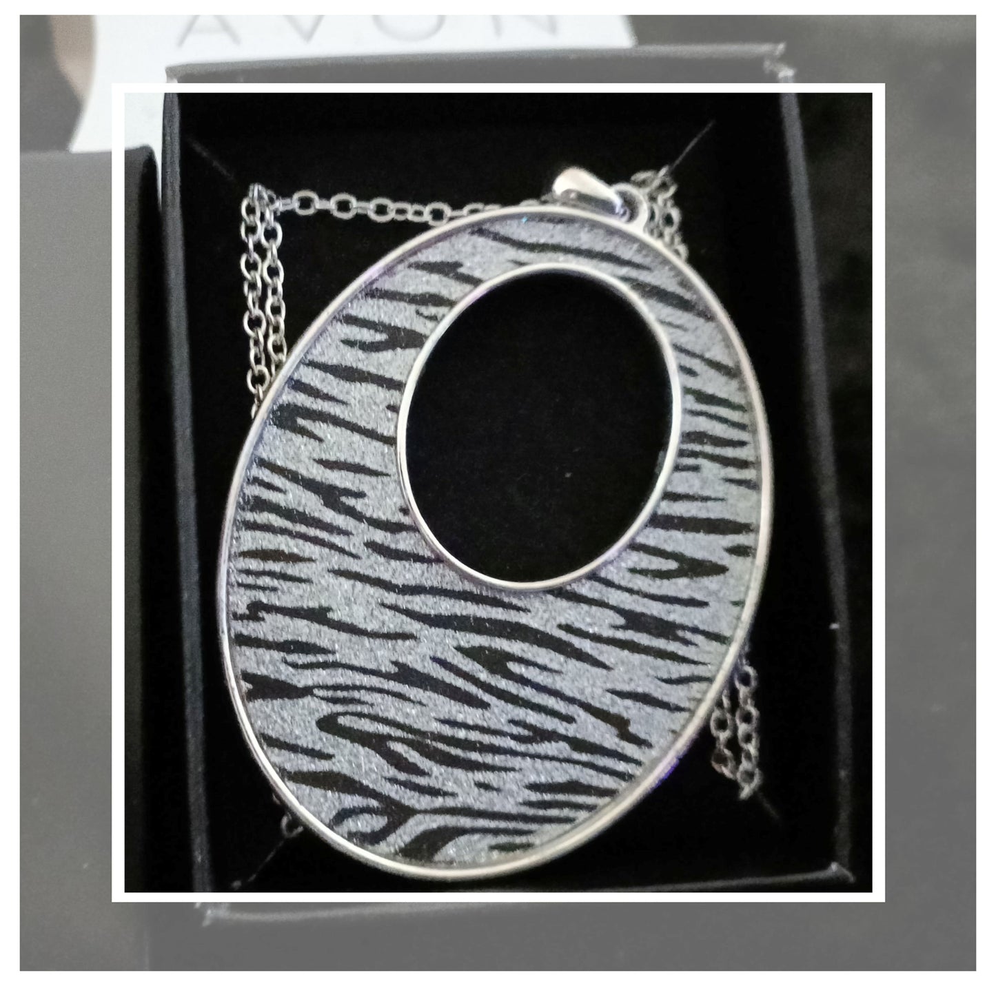 Avon Suzette Zebra Print Necklace