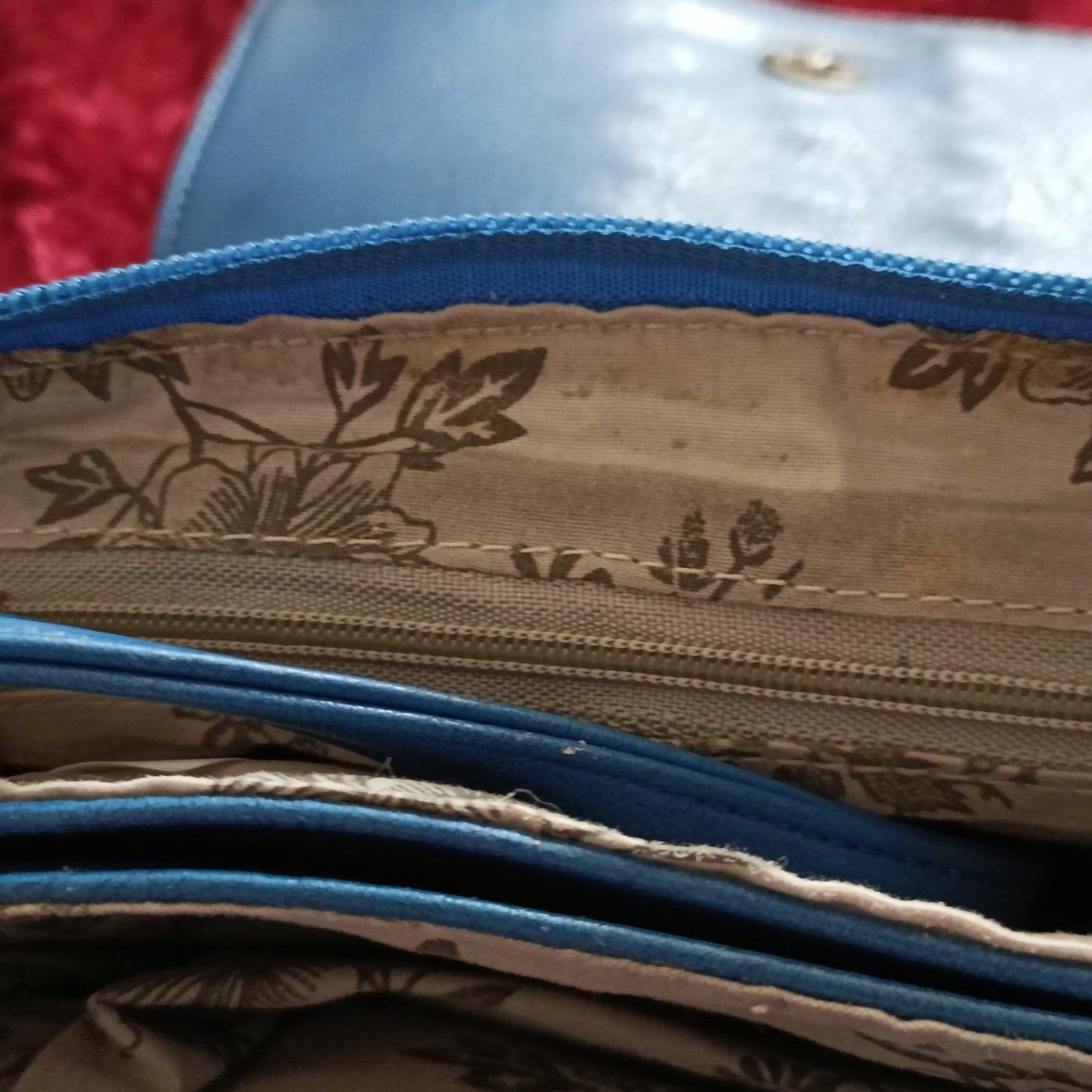 Denim Colour Shoulder Bag with Stud Gem Detail