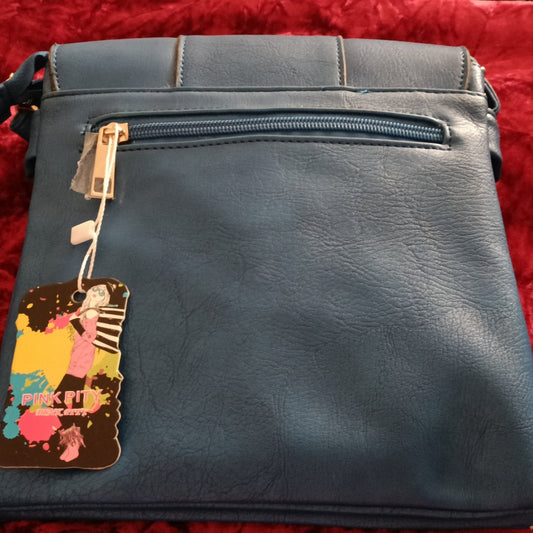 Denim Colour Shoulder Bag with Stud Gem Detail
