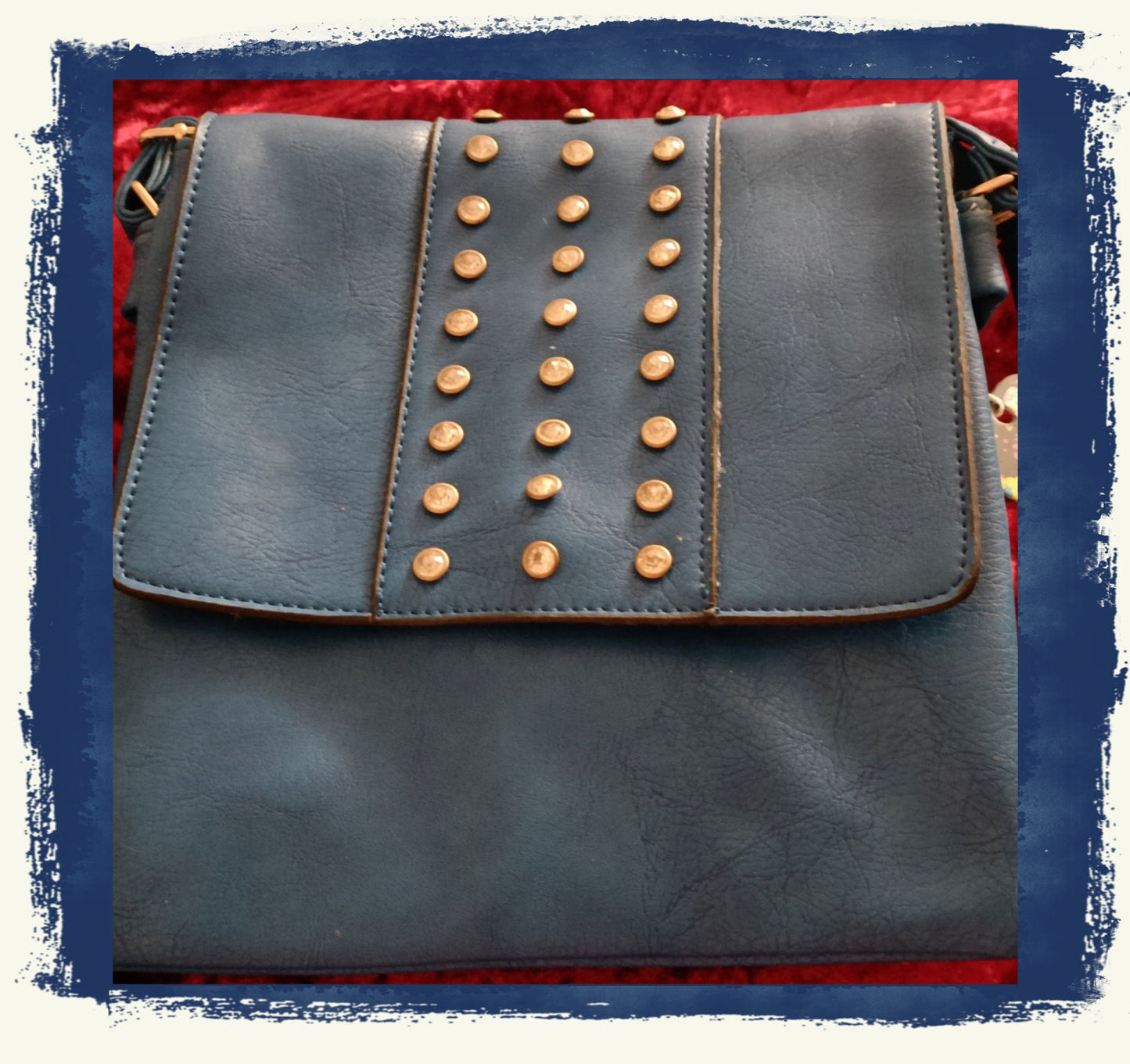 Denim Colour Shoulder Bag with Stud Gem Detail