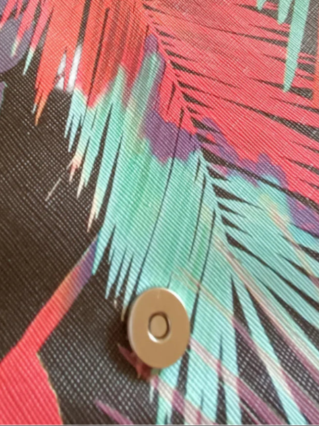 Shoulder Bag with Tropical Palm Leaf Design