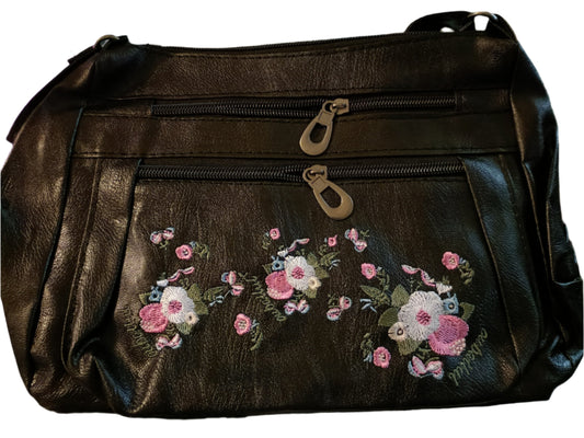 Shoulder Bag with Floral Embroidery