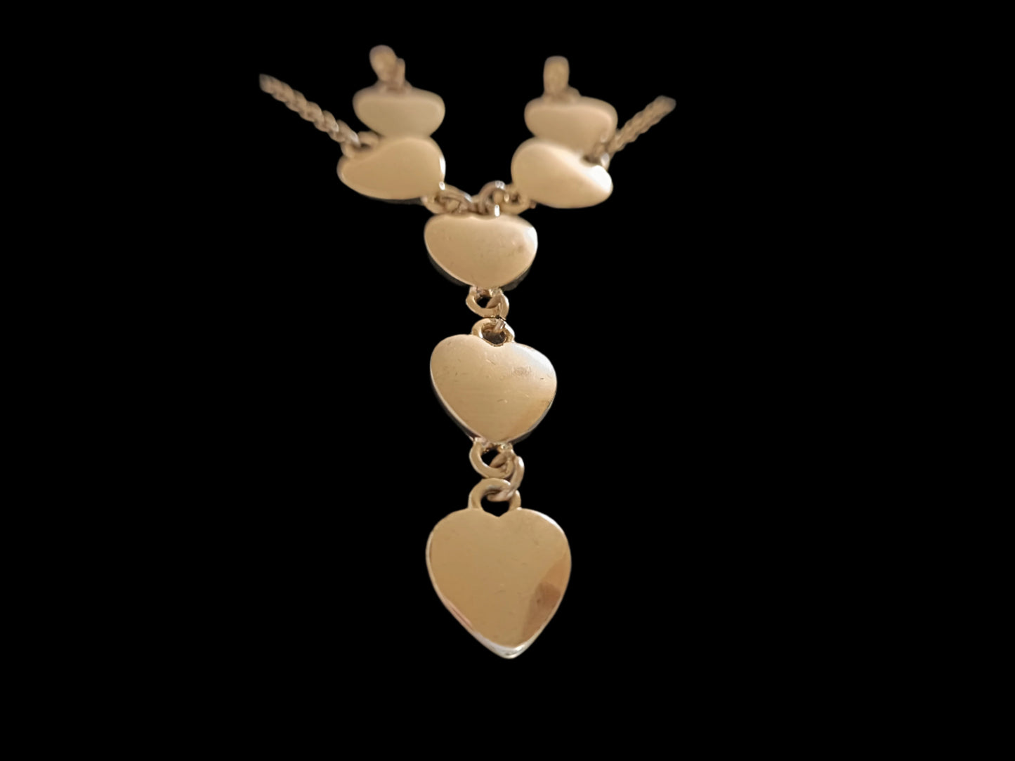 Gold Coloured Heart Drop Y Shaped Necklace and Earrings Set