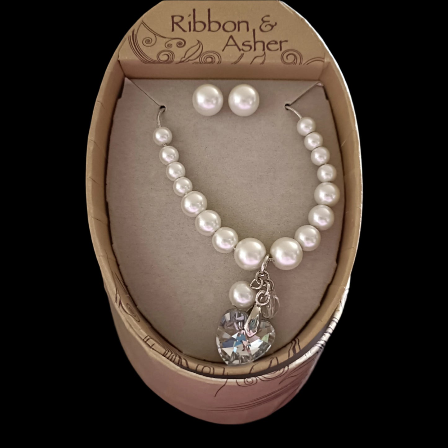 Ribbon & Asher Faux Pearl Necklace and Earring Set