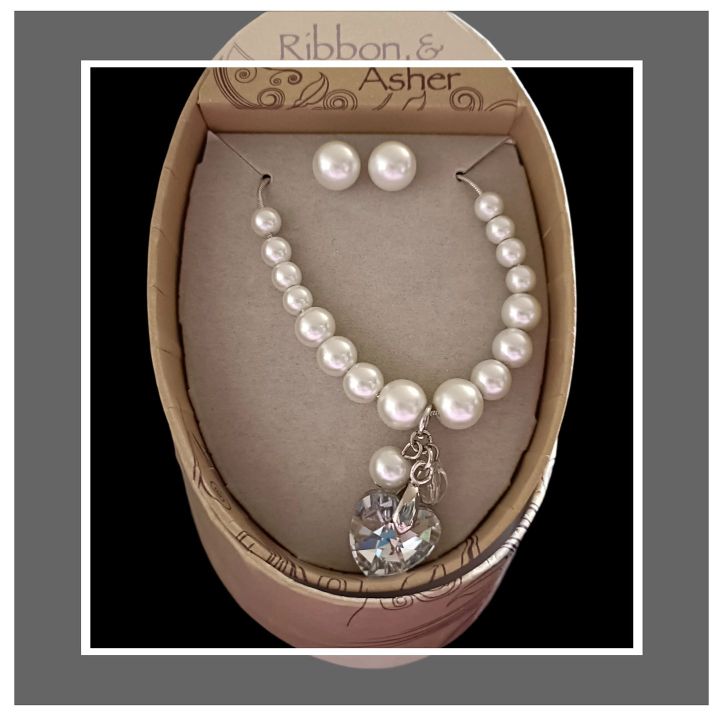Ribbon & Asher Faux Pearl Necklace and Earring Set