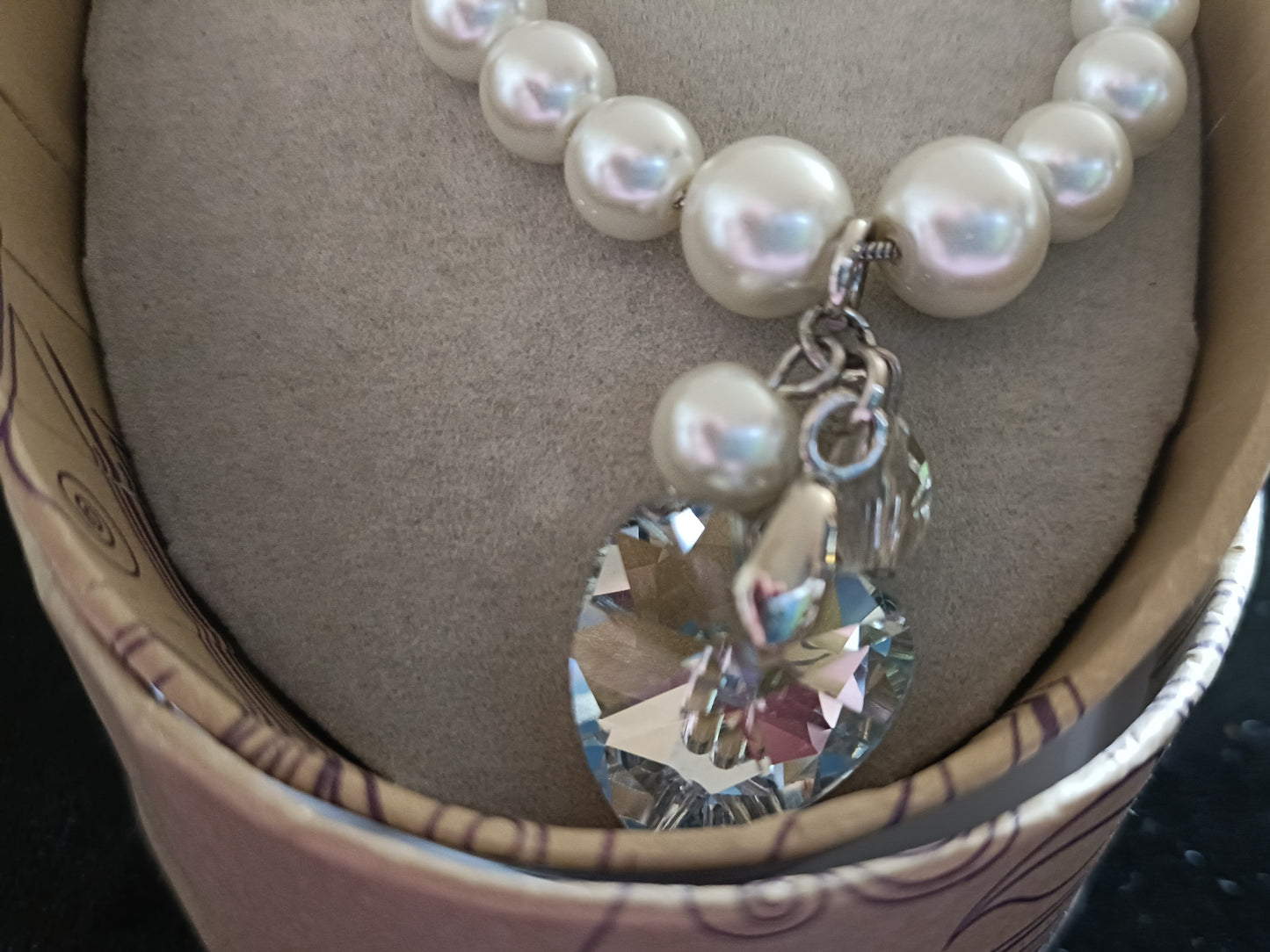 Ribbon & Asher Faux Pearl Necklace and Earring Set