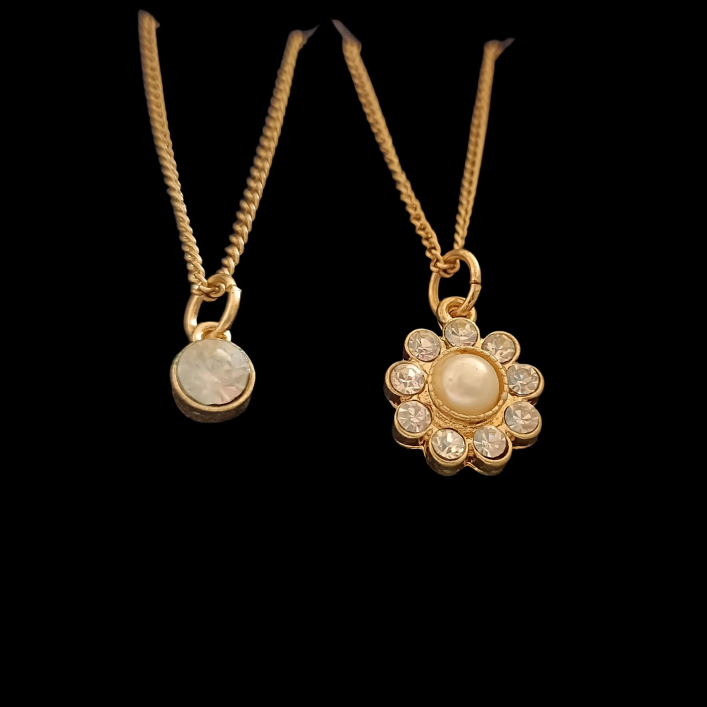 Diamante and Faux Pearl Floral Pendant and Earring Set