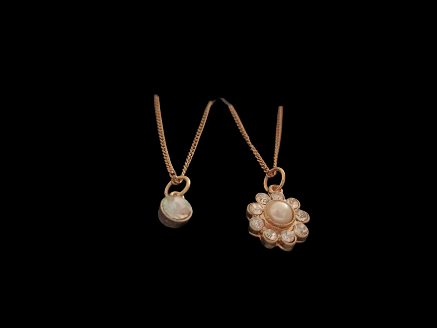 Diamante and Faux Pearl Floral Pendant and Earring Set