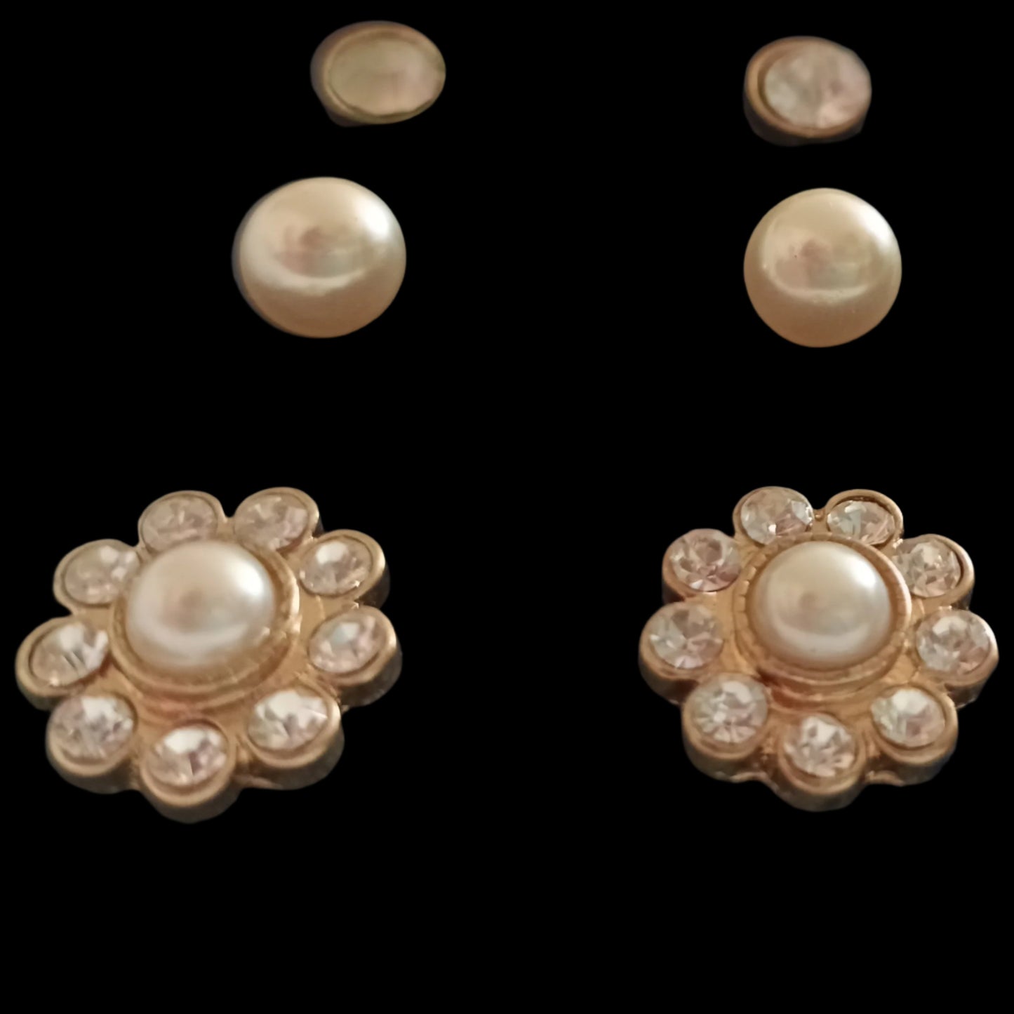 Diamante and Faux Pearl Floral Pendant and Earring Set