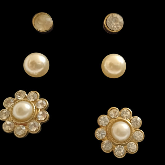 Diamante and Faux Pearl Floral Pendant and Earring Set
