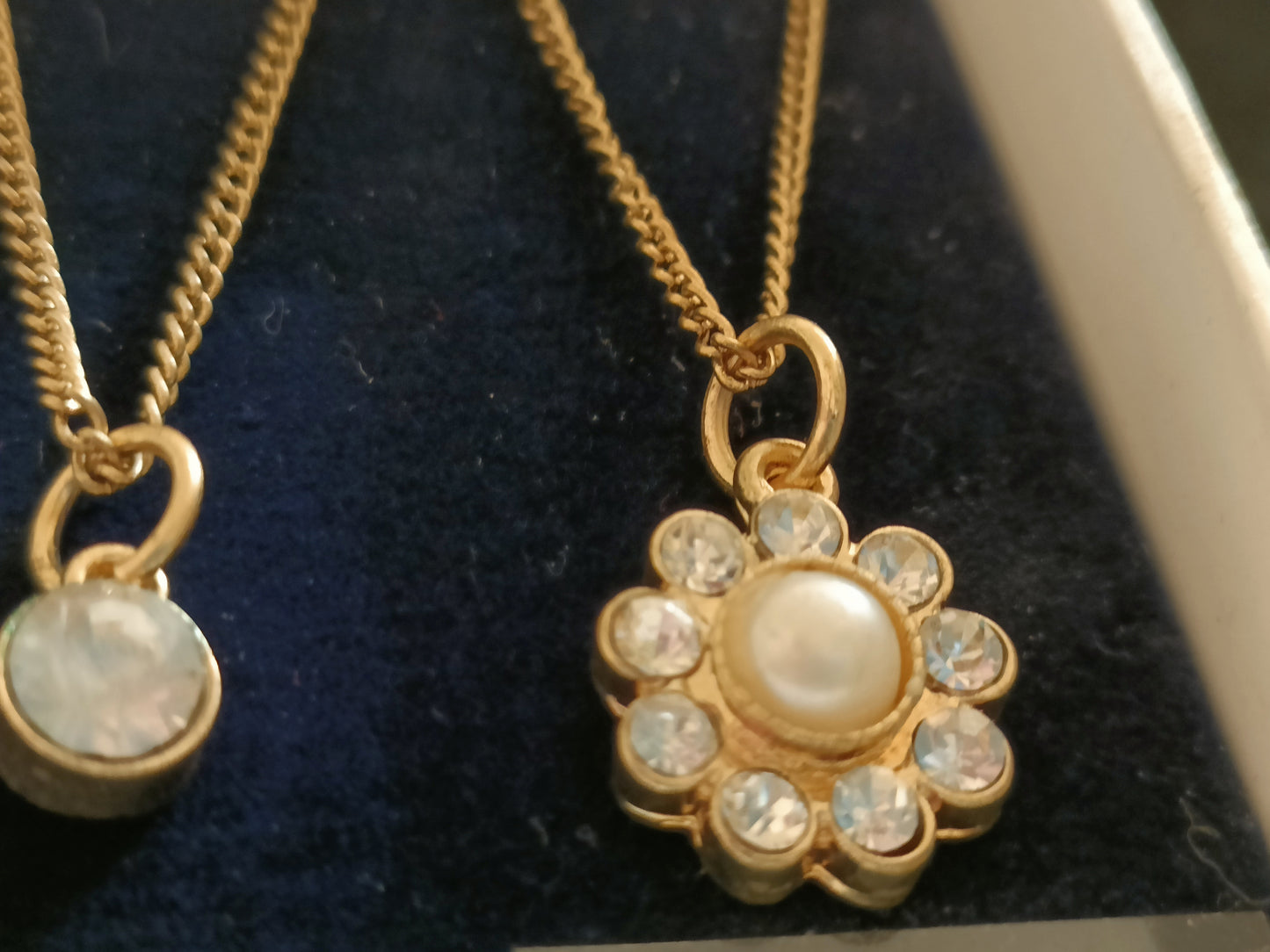 Diamante and Faux Pearl Floral Pendant and Earring Set