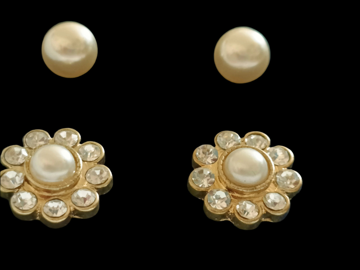 Diamante and Faux Pearl Floral Pendant and Earring Set