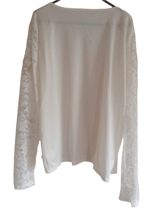 Off White Open Front Cardigan/Jacket with Lace Sleeves