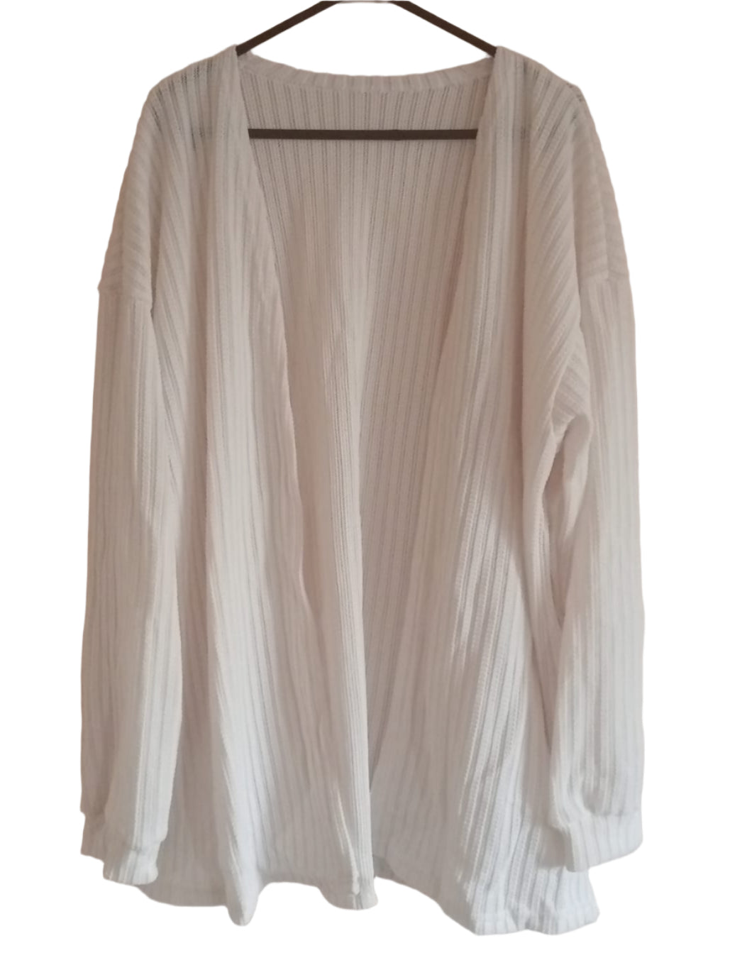Cream Lightweight Long Sleeved Ribbed Cardigan