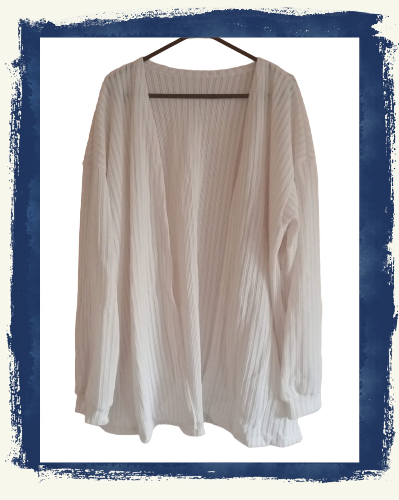 Cream Lightweight Long Sleeved Ribbed Cardigan