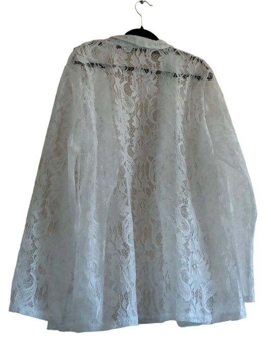 Lace Open Front Jacket with Fold Over Collar