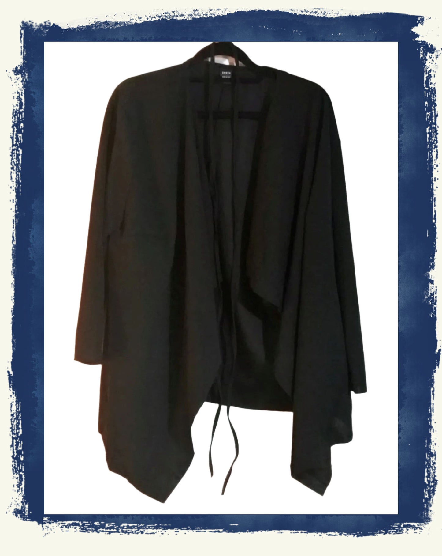 Black Waterfall Cardigan with Tie Belt