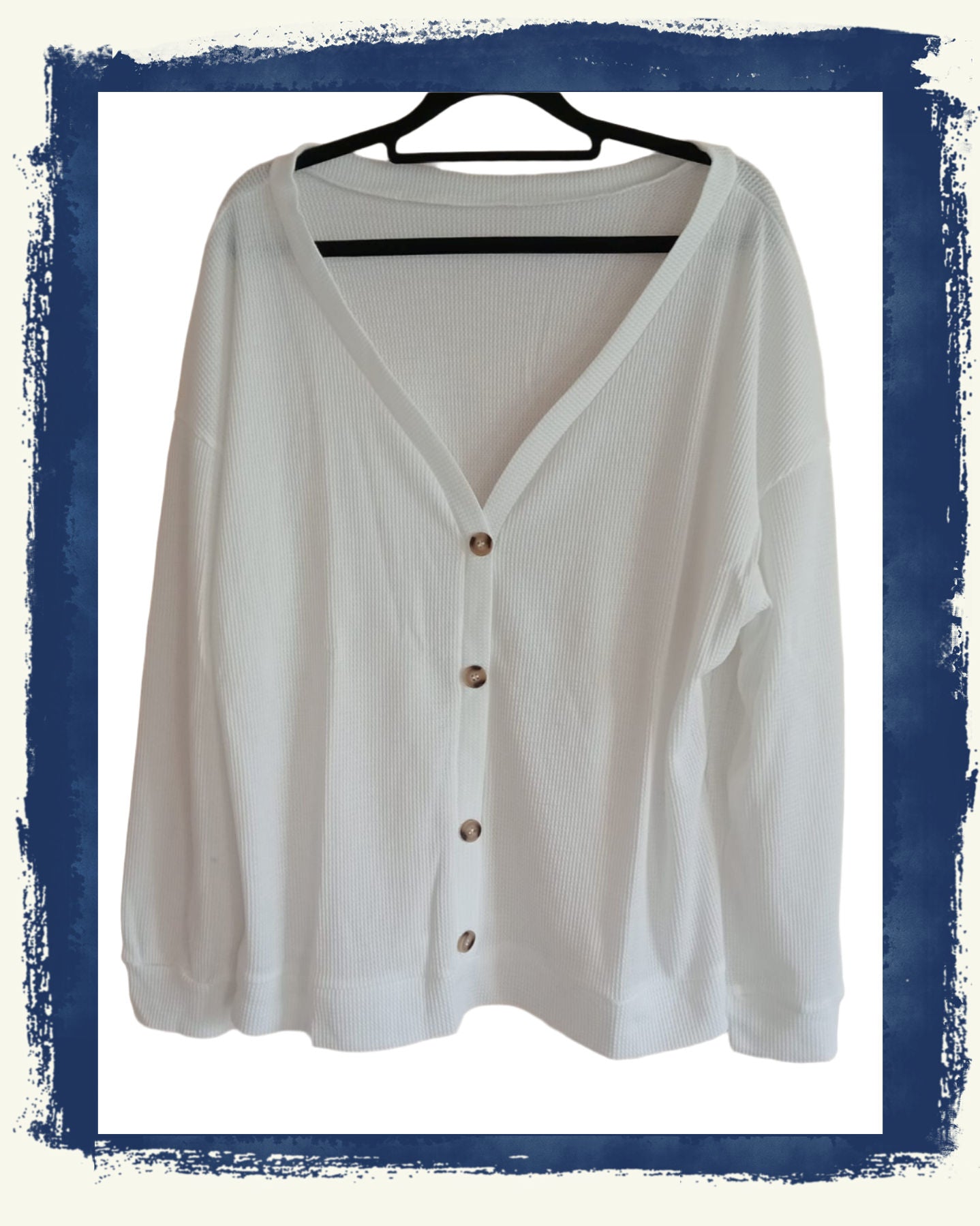 White Button Through Waffle Cardigan