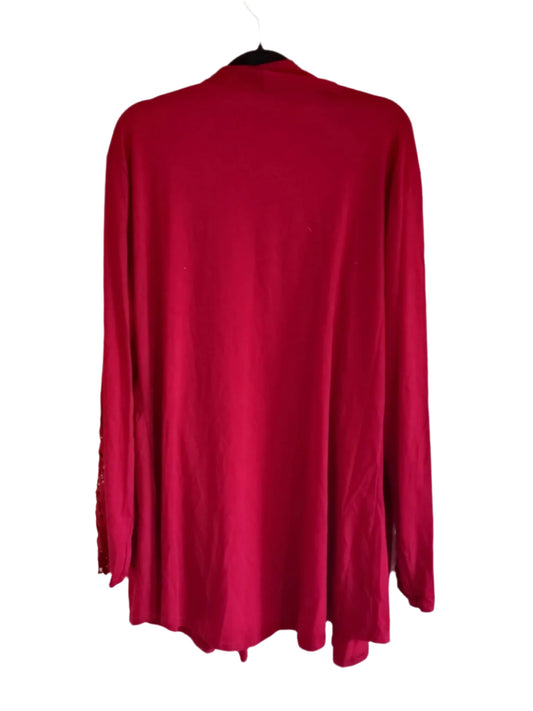 Dark Red Open Front Frill Bottom Jacket and Open Lace Sleeve Detail