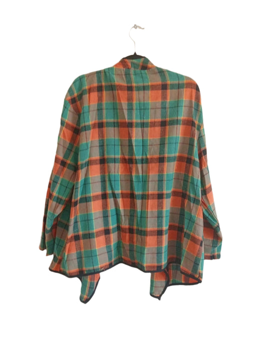 Green and Orange Check Open Front Lightweight Jacket
