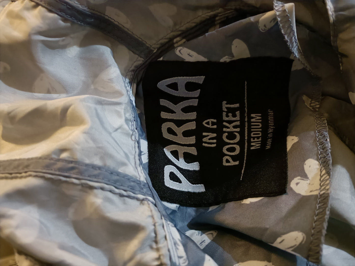 Grey Parka with Heart Print