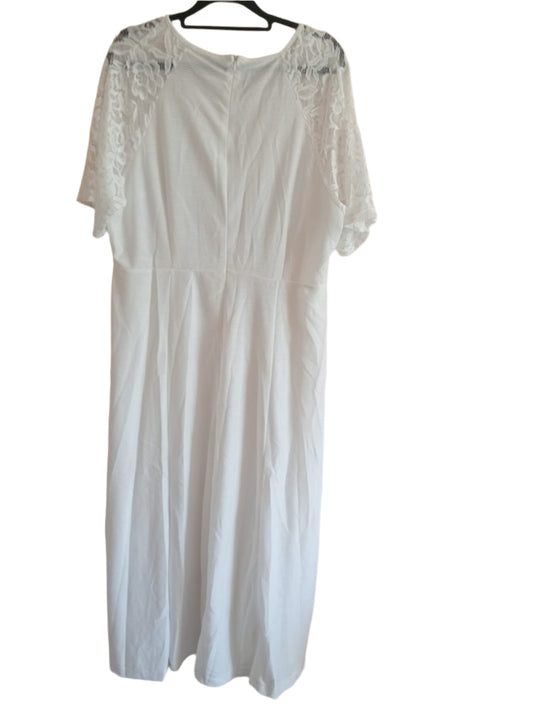 Long White Dress with Lace Sleeves