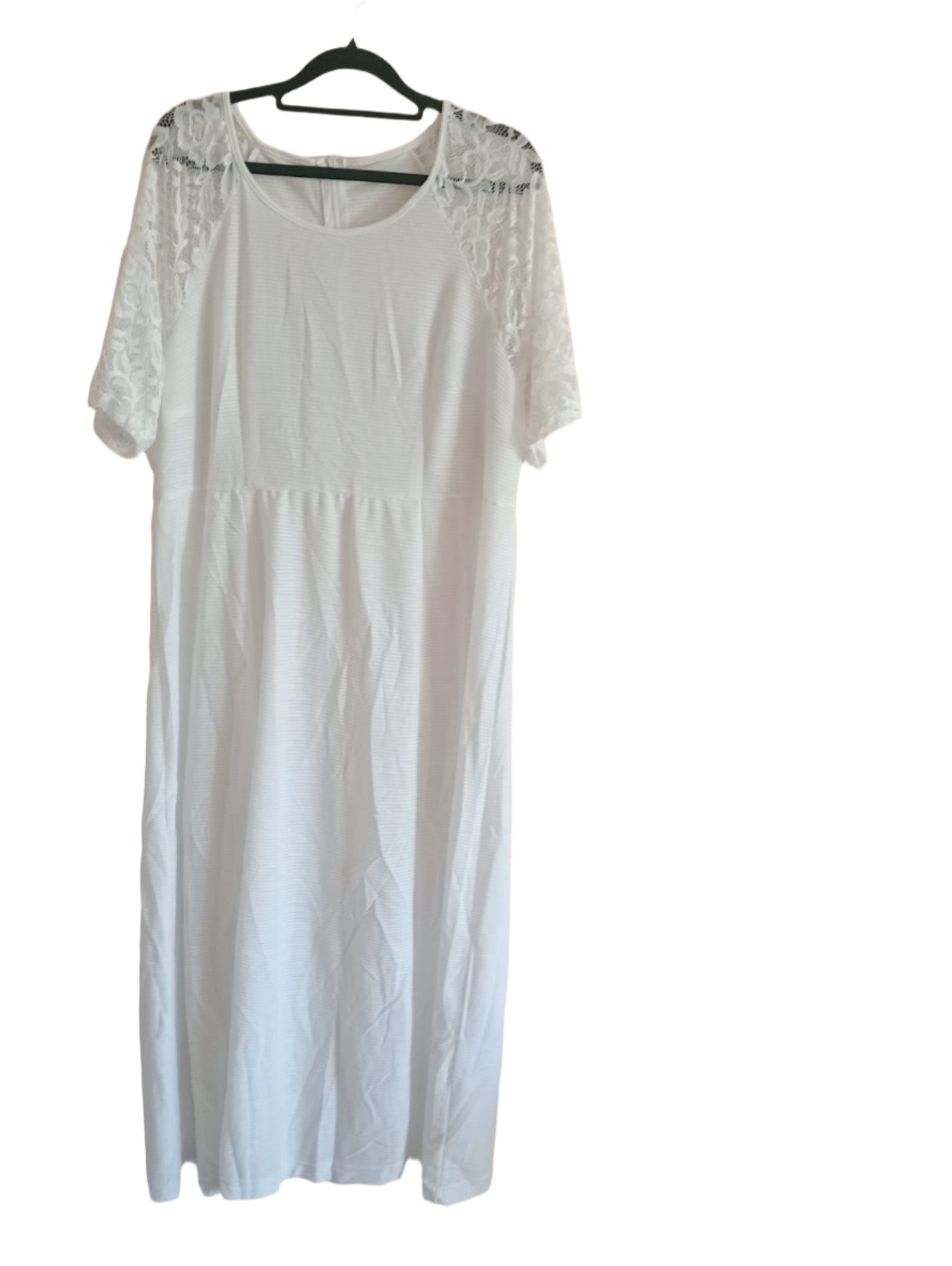 Long White Dress with Lace Sleeves