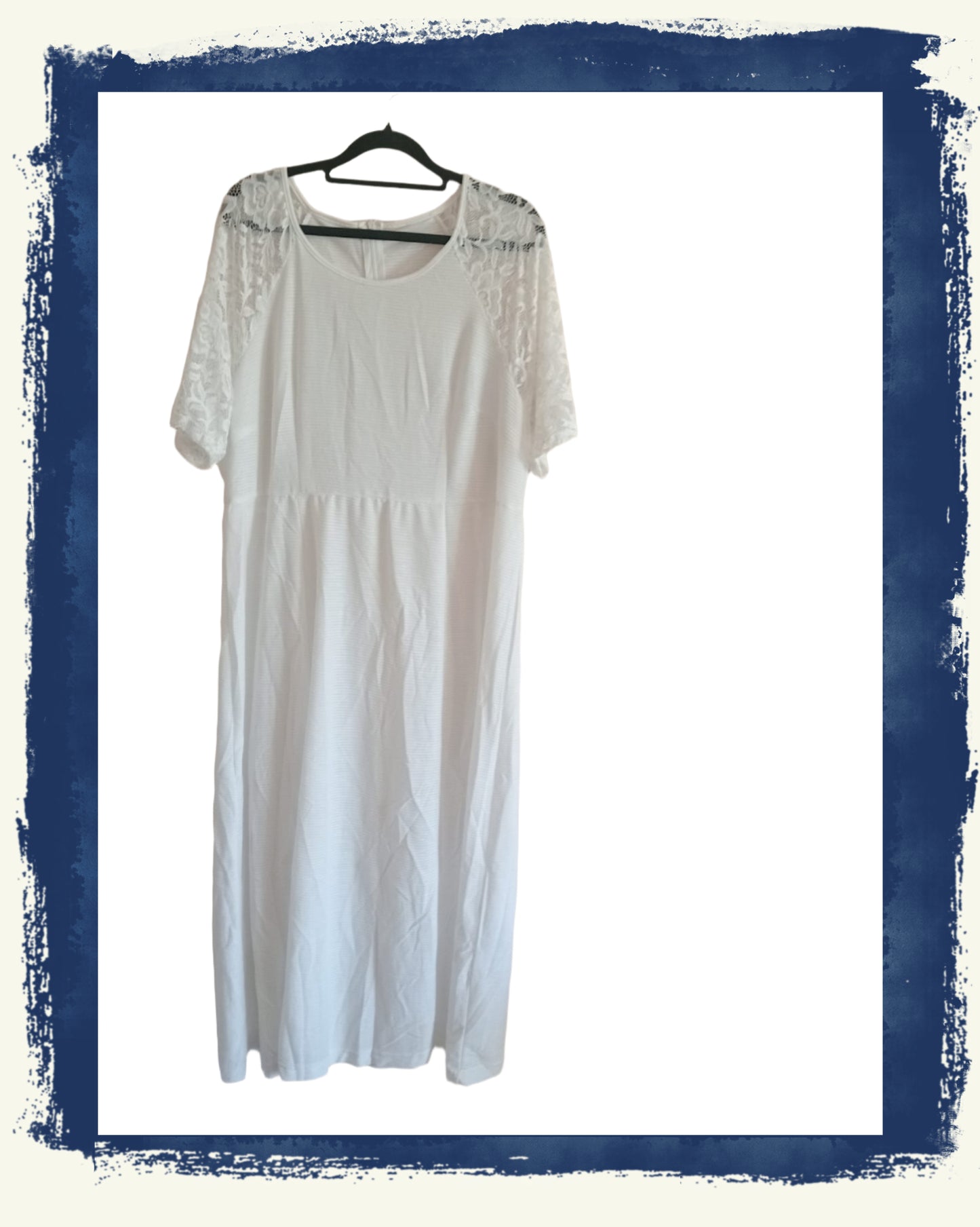 Long White Dress with Lace Sleeves