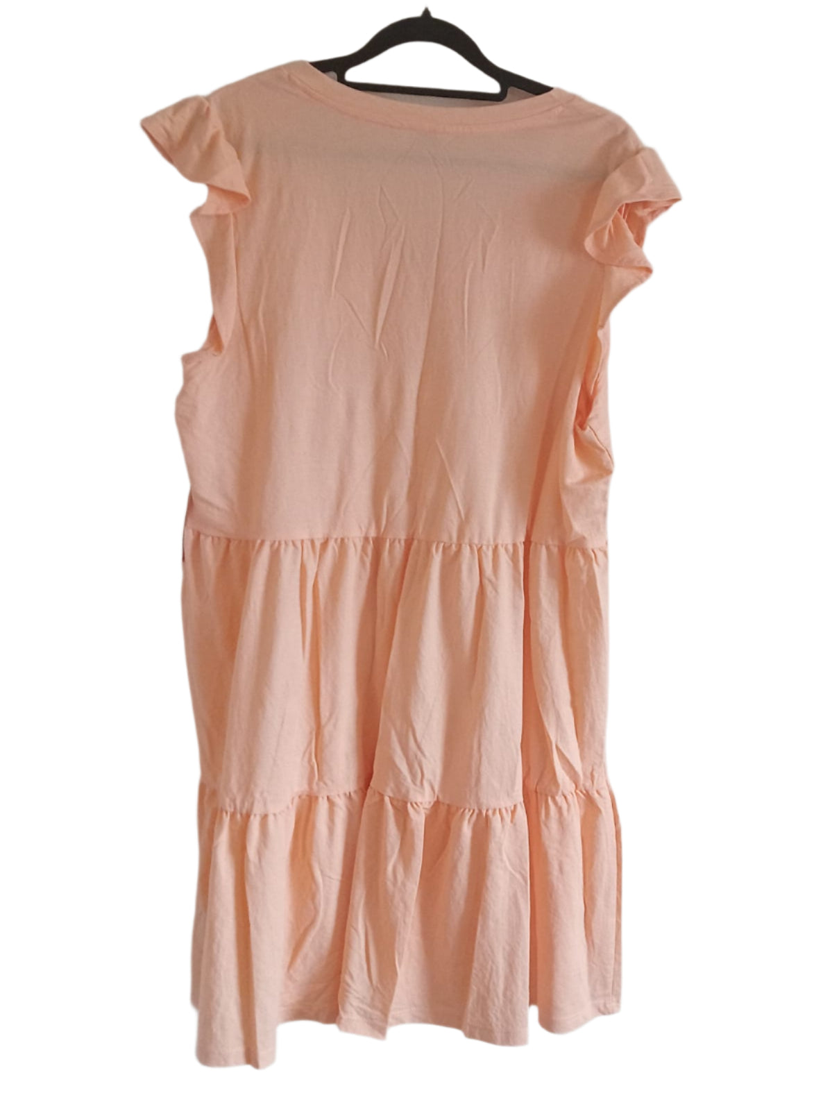 Peach Tiered Dress with Short Ruffle Sleeves