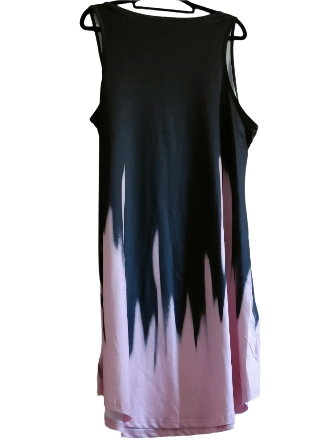 Pink and Black Flame Style Sleeveless Dress with Pink Sunflower and Butterfly Detail