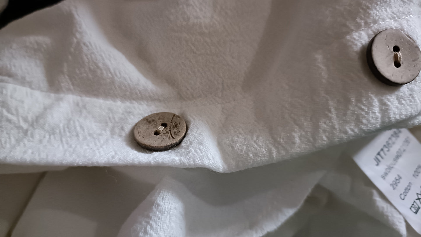 White Shirt with Asymmetric Button Detail