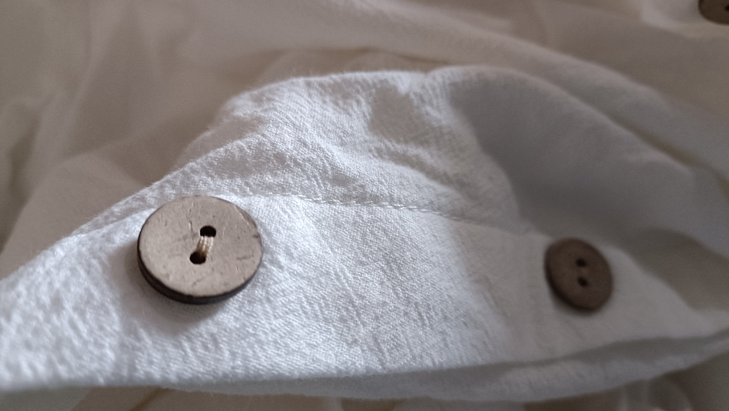 White Shirt with Asymmetric Button Detail