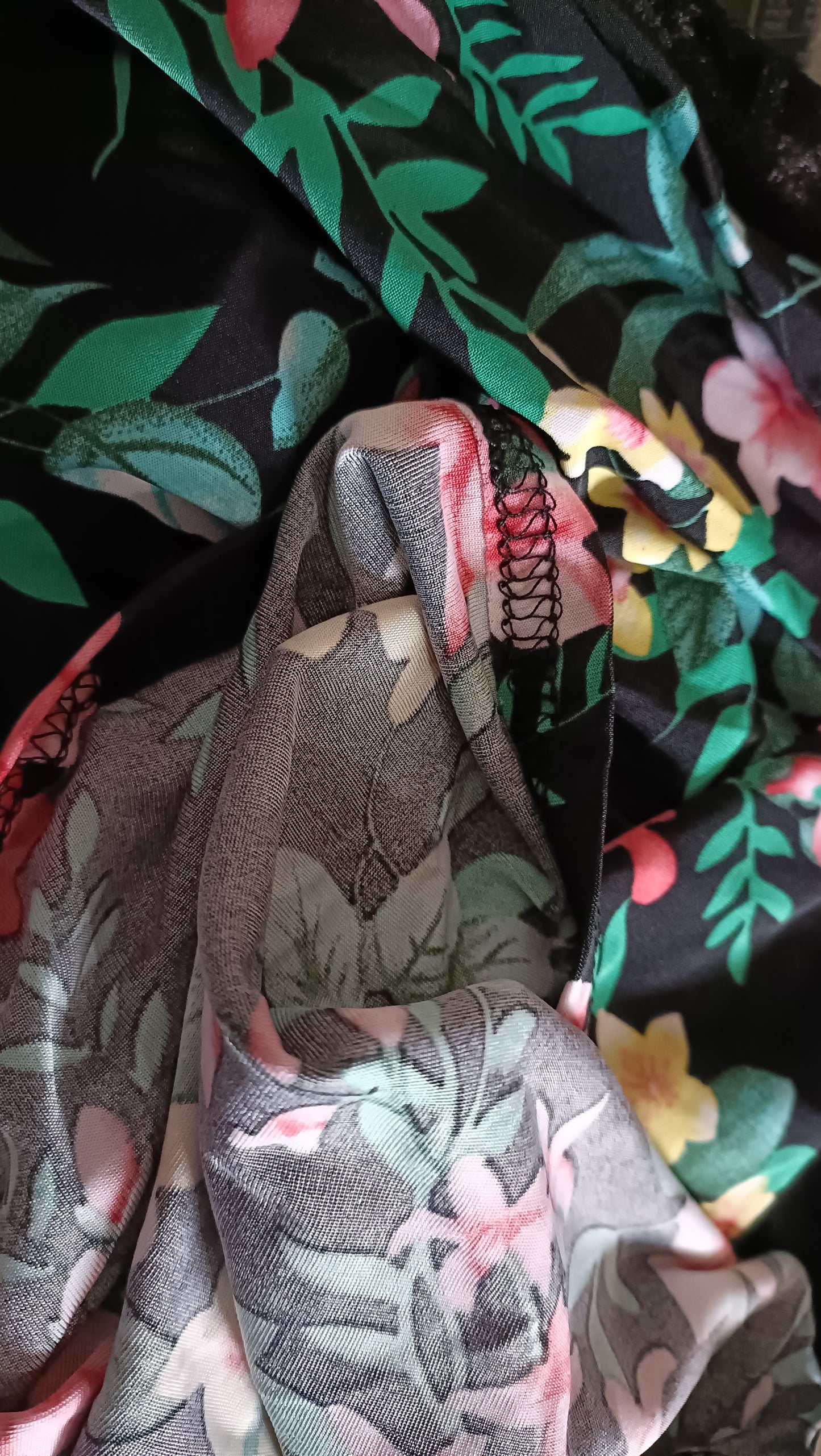 Black Peplum Top with Tropical Flower Print