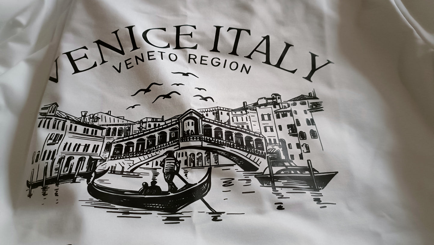 White T Shirt with Venice Italy Print