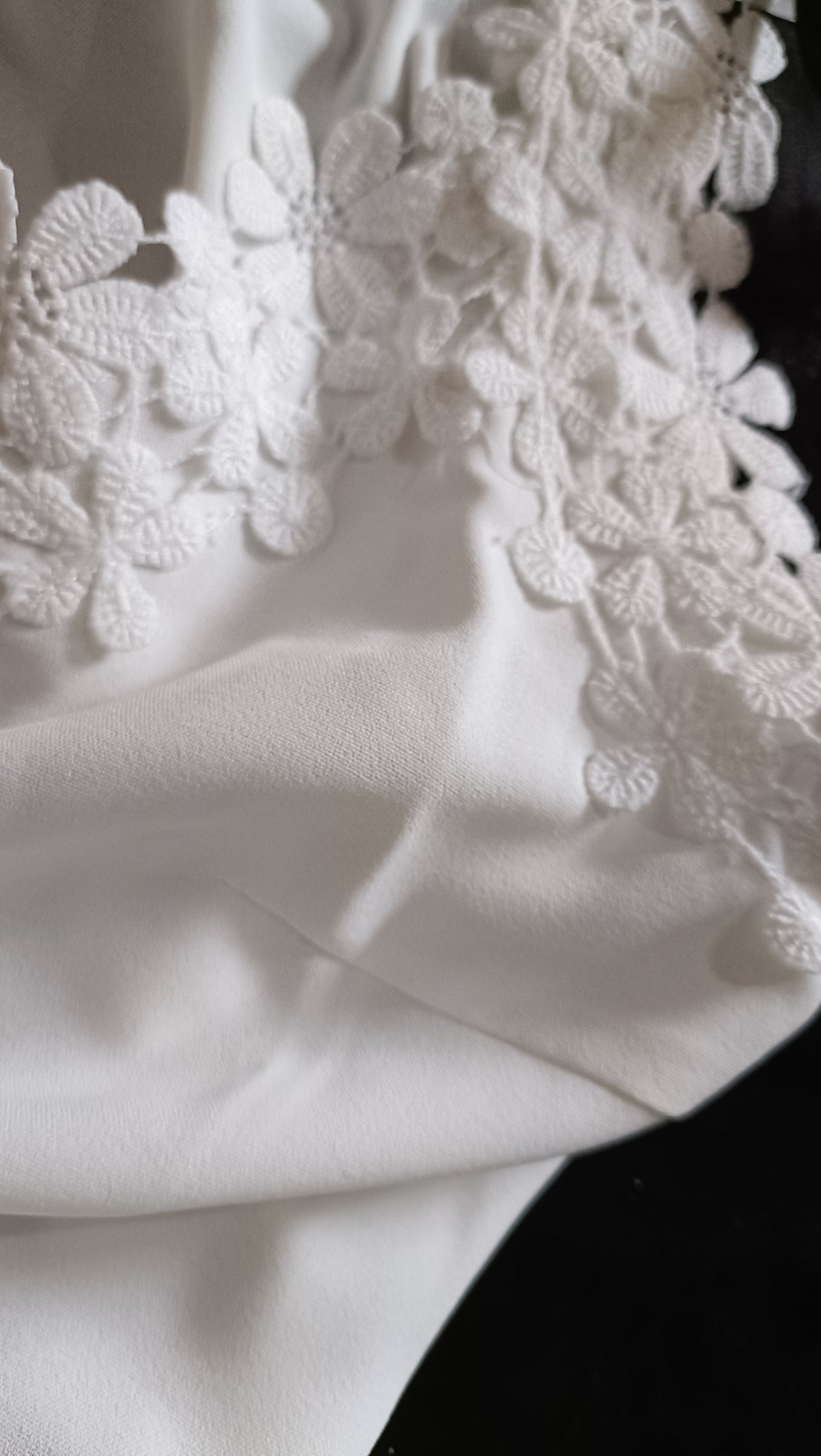 White V Neck Strappy Top with Lace Detail
