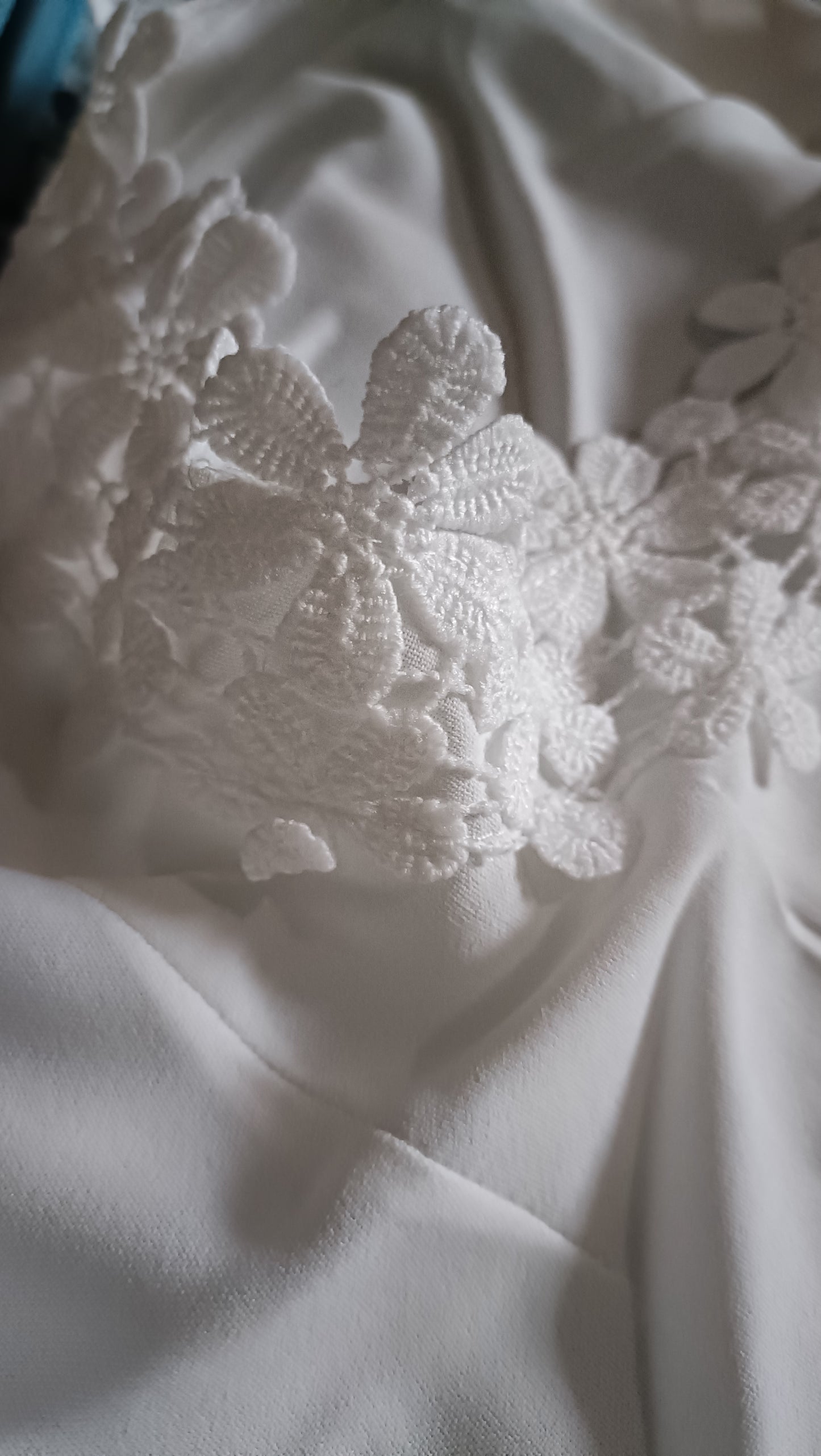 White V Neck Strappy Top with Lace Detail