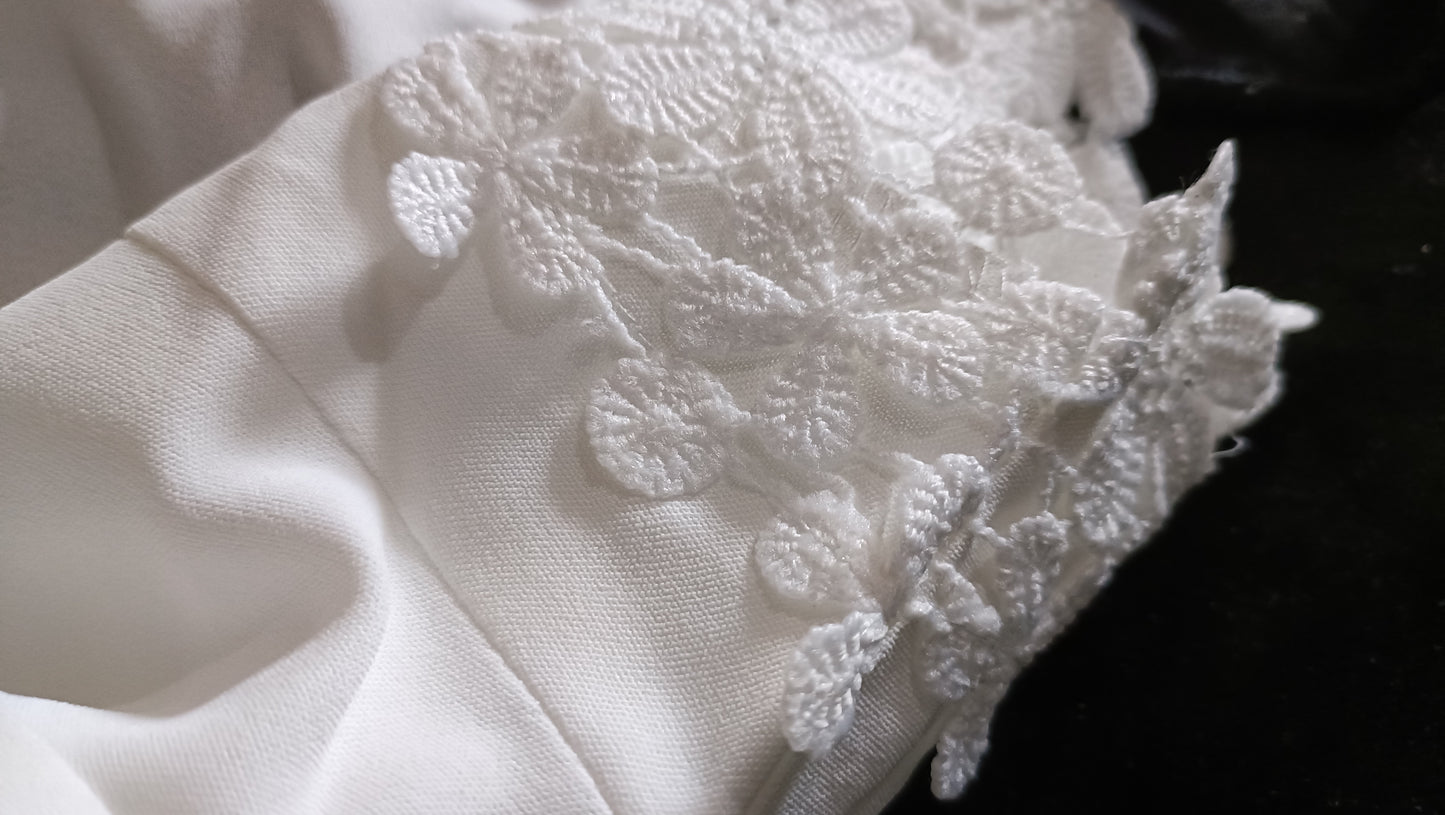 White V Neck Strappy Top with Lace Detail