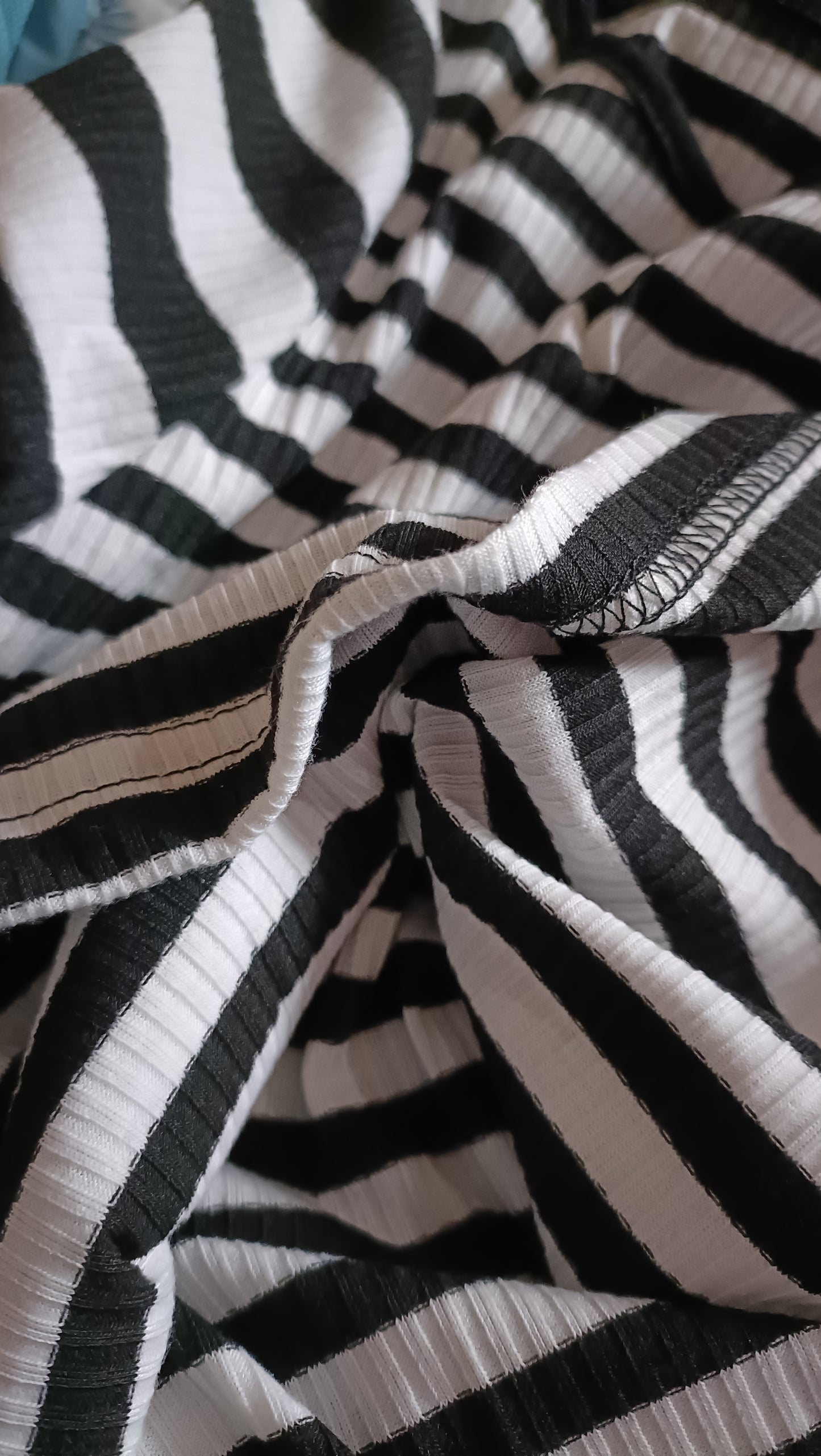 Long Sleeve Black and White Striped T Shirt with Star Motif