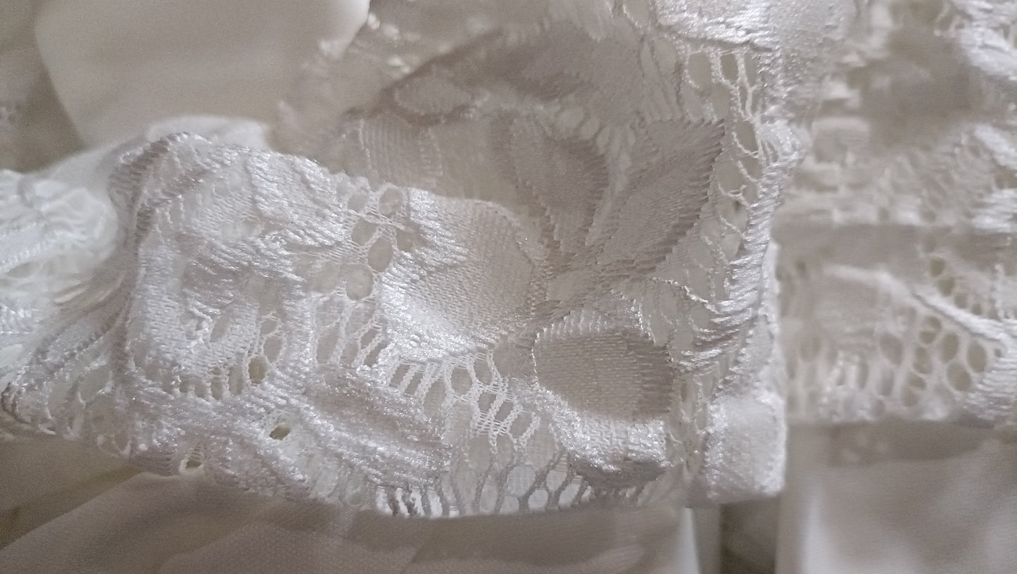 Off White Open Front Cardigan/Jacket with Lace Sleeves
