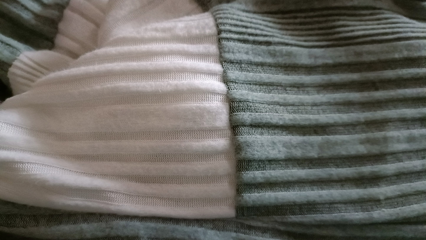 Green and White Block Striped Hoodie