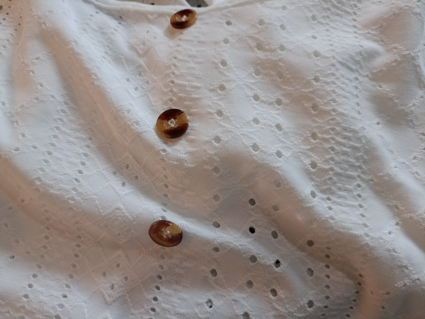 Eyelet Embroidery Vest Top with Lace Straps and Button Detail