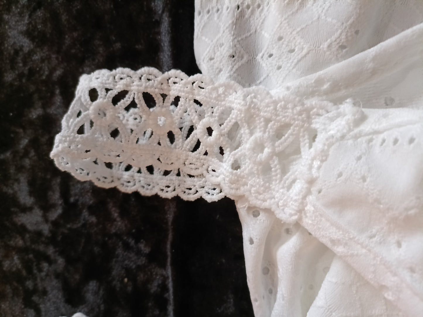 Eyelet Embroidery Vest Top with Lace Straps and Button Detail