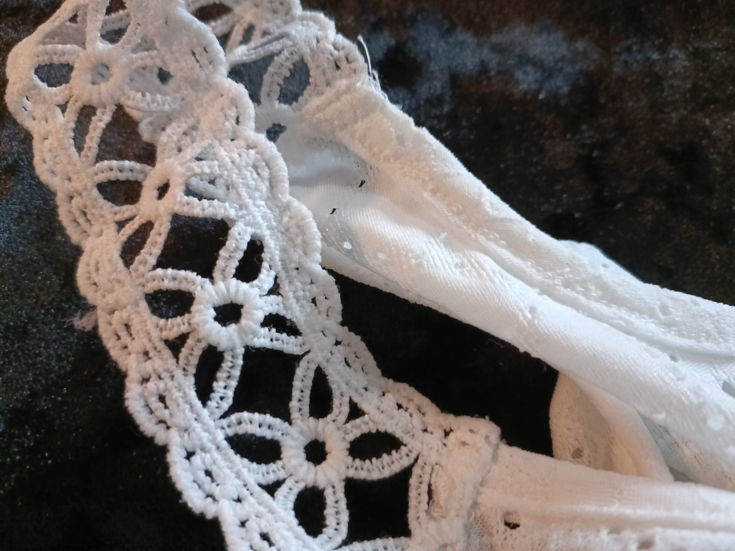 Eyelet Embroidery Vest Top with Lace Straps and Button Detail