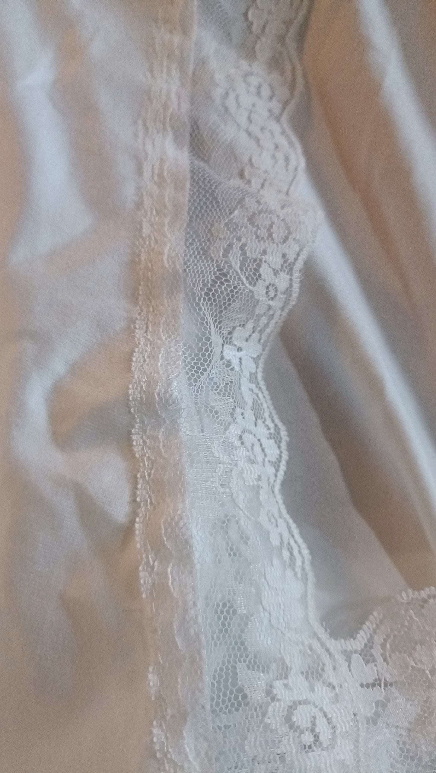 Blue and White Ombre Deep V Neck Top with Lace Trim, Lace Cap Sleeves and Belt