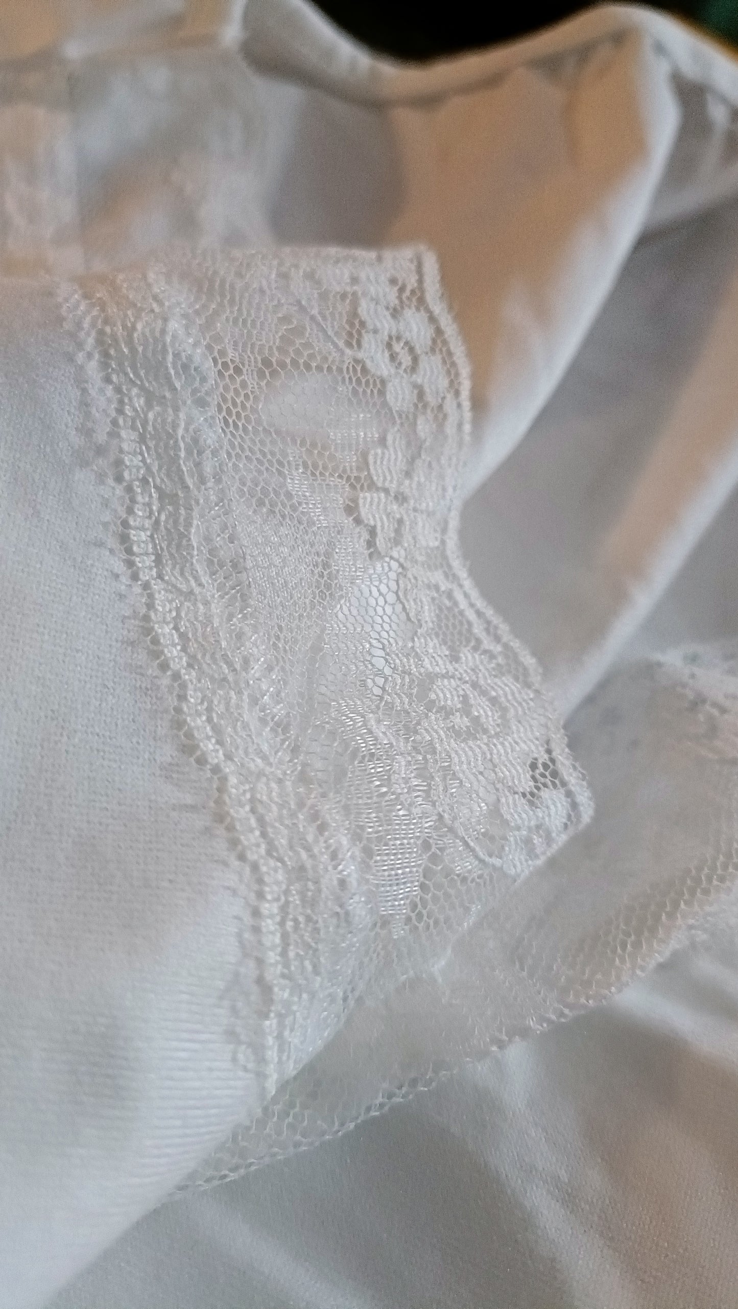 Blue and White Ombre Deep V Neck Top with Lace Trim, Lace Cap Sleeves and Belt