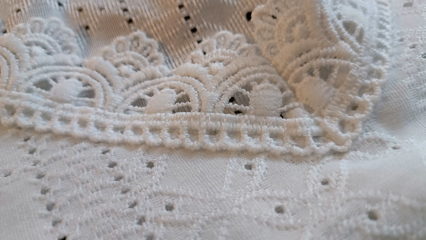 Off White Eyelet Embroidery Vest Top with Lace Trim