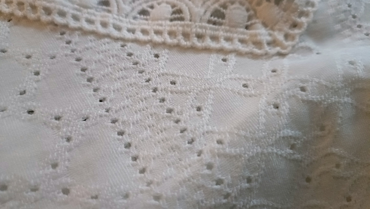 Off White Eyelet Embroidery Vest Top with Lace Trim