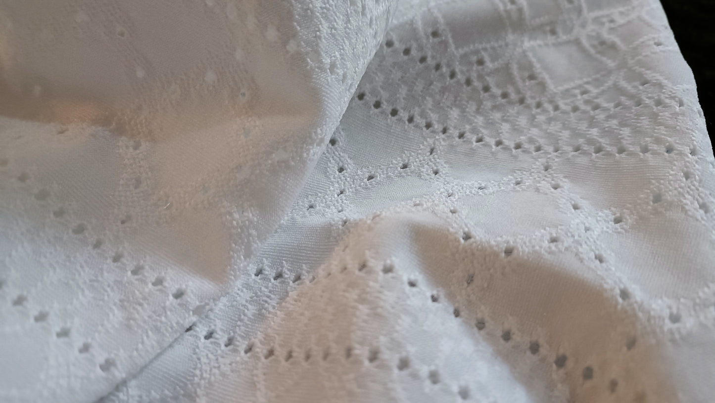 Off White Eyelet Embroidery Vest Top with Lace Trim
