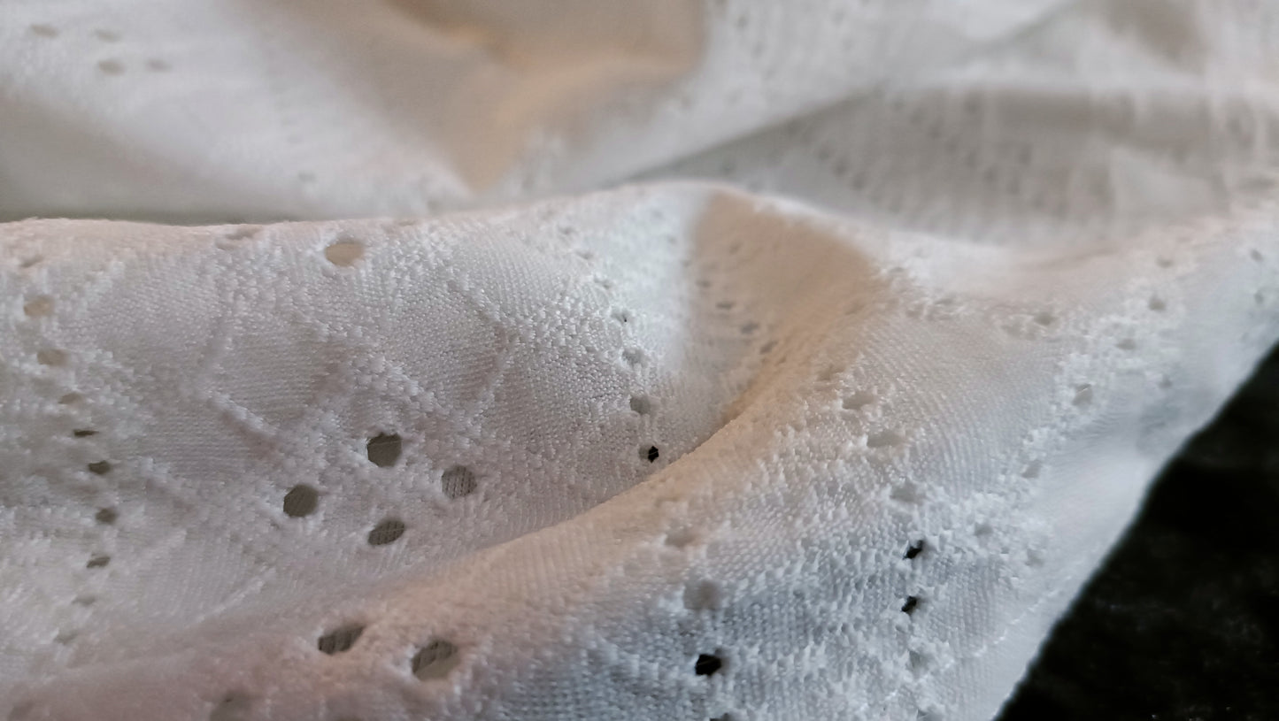 Off White Eyelet Embroidery Vest Top with Lace Trim