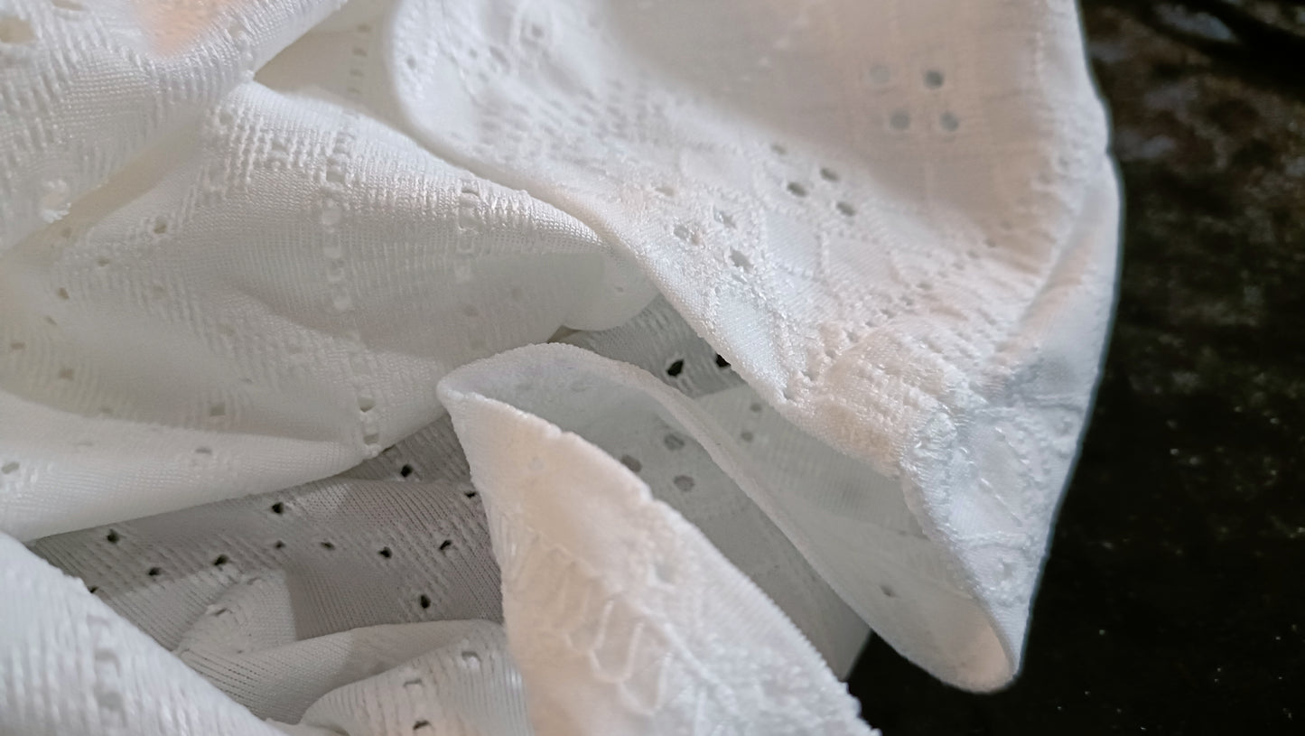 Off White Eyelet Embroidery Vest Top with Lace Trim